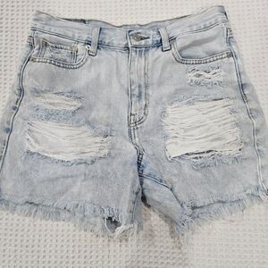 American Eagle Light Wash High Waist Ripped Mom Jeans Sz 2